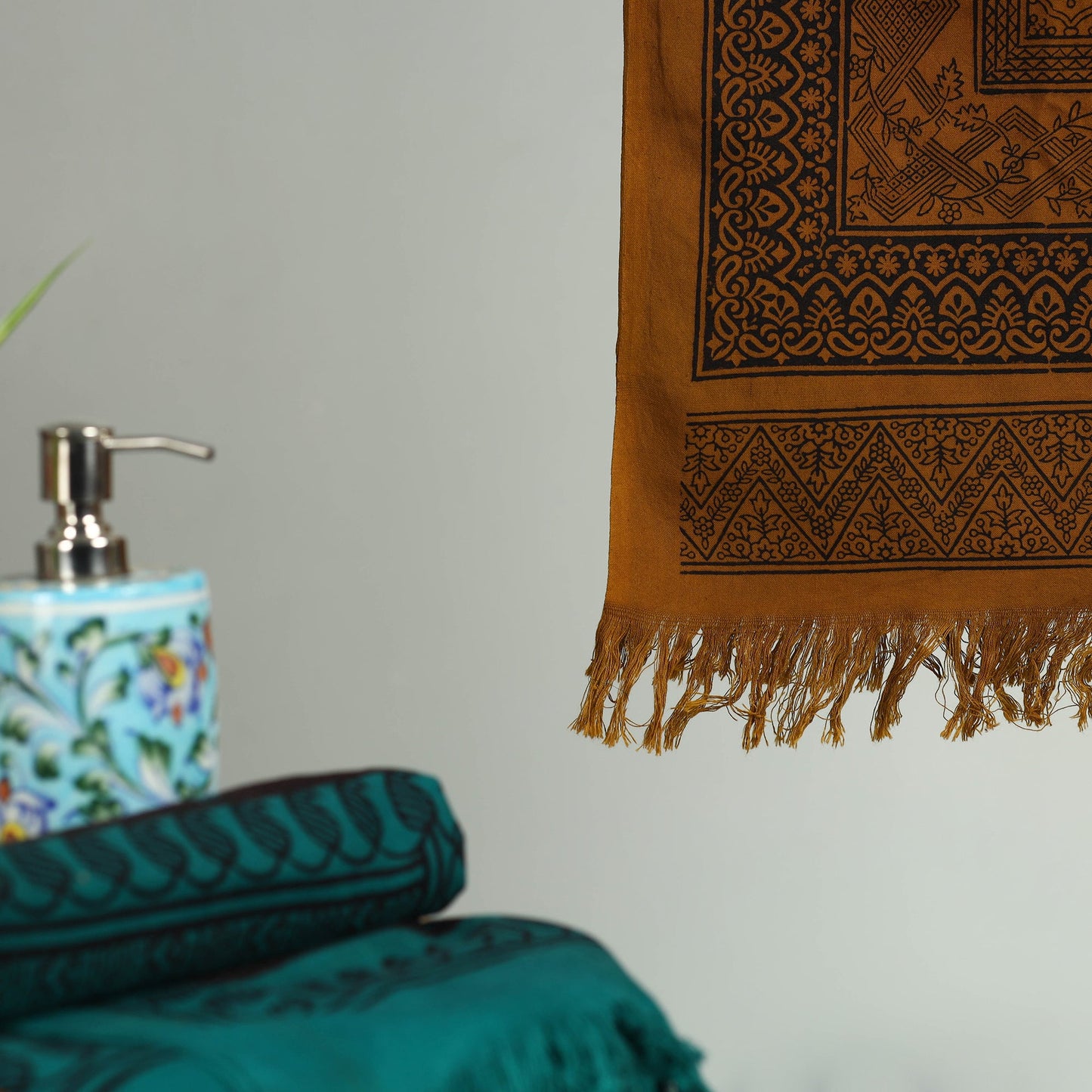 Brown Bagh Hand Block Print Cotton Handloom Towel