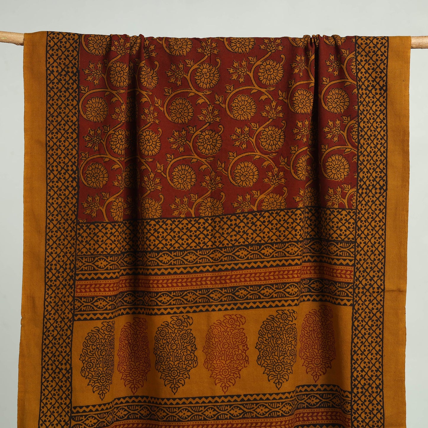 Brown Bagh Hand Block Print Cotton Handloom Towel