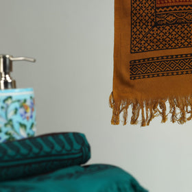 Brown Bagh Hand Block Print Cotton Handloom Towel