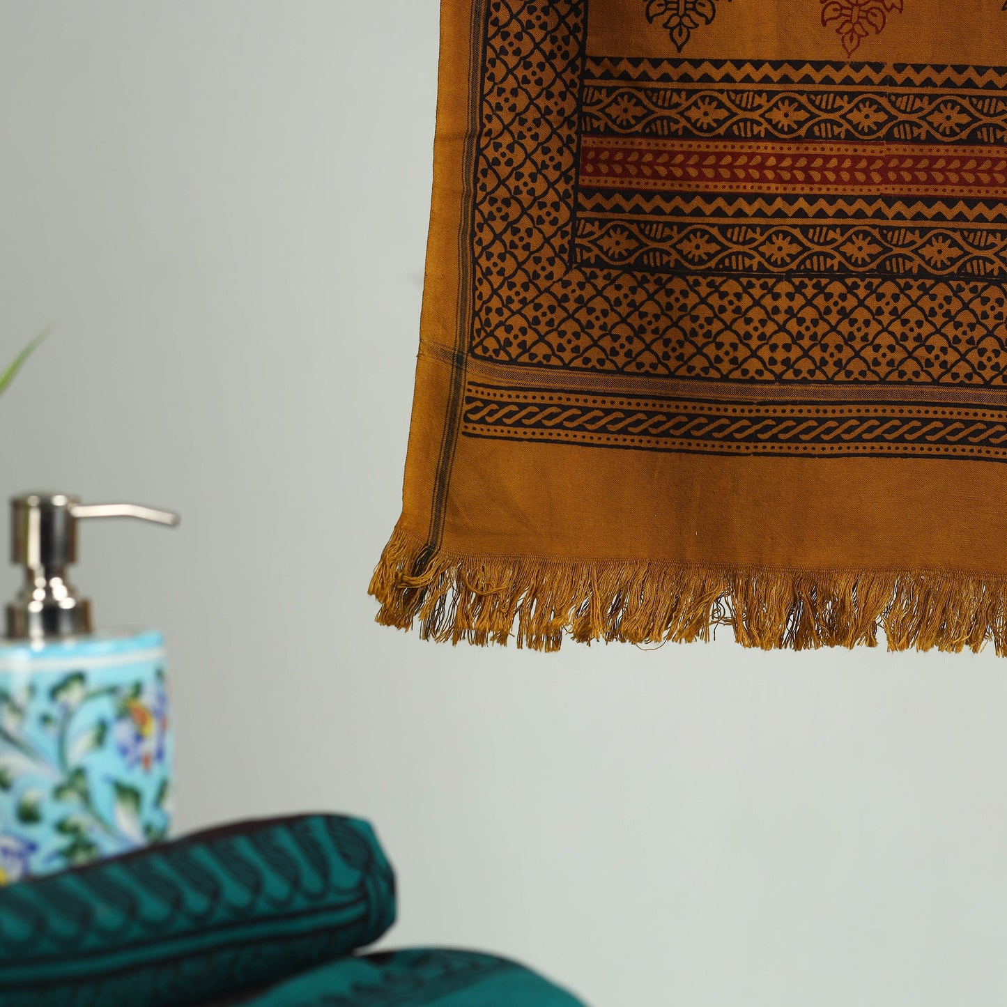 Brown Bagh Hand Block Print Cotton Handloom Towel