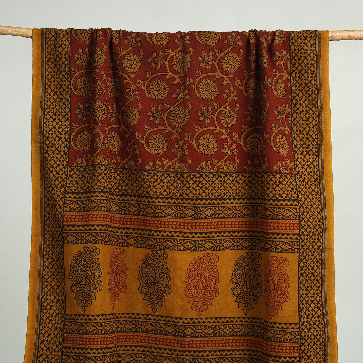 Brown Bagh Hand Block Print Cotton Handloom Towel