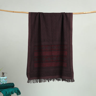Brown Bagh Hand Block Print Cotton Handloom Towel