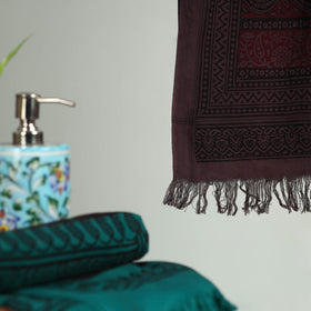 Brown Bagh Hand Block Print Cotton Handloom Towel