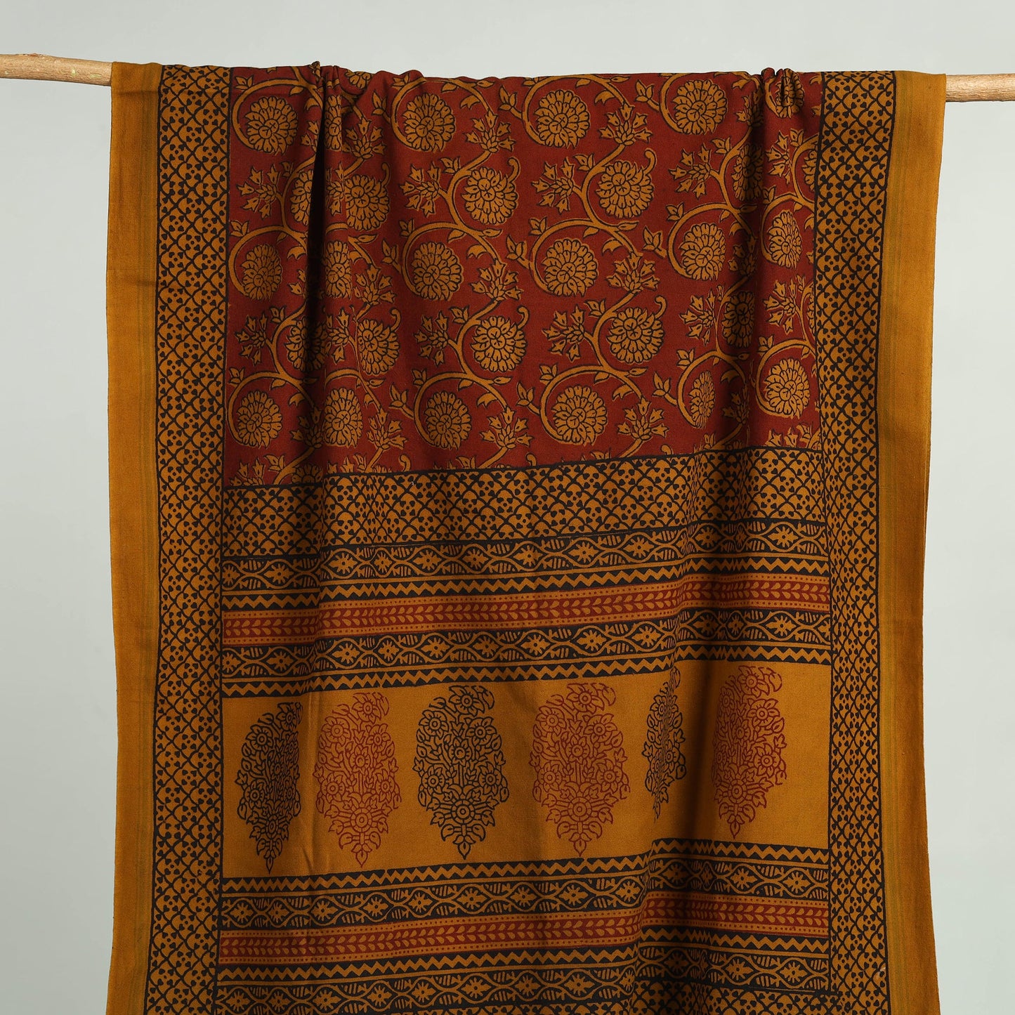 Brown Bagh Hand Block Print Cotton Handloom Towel