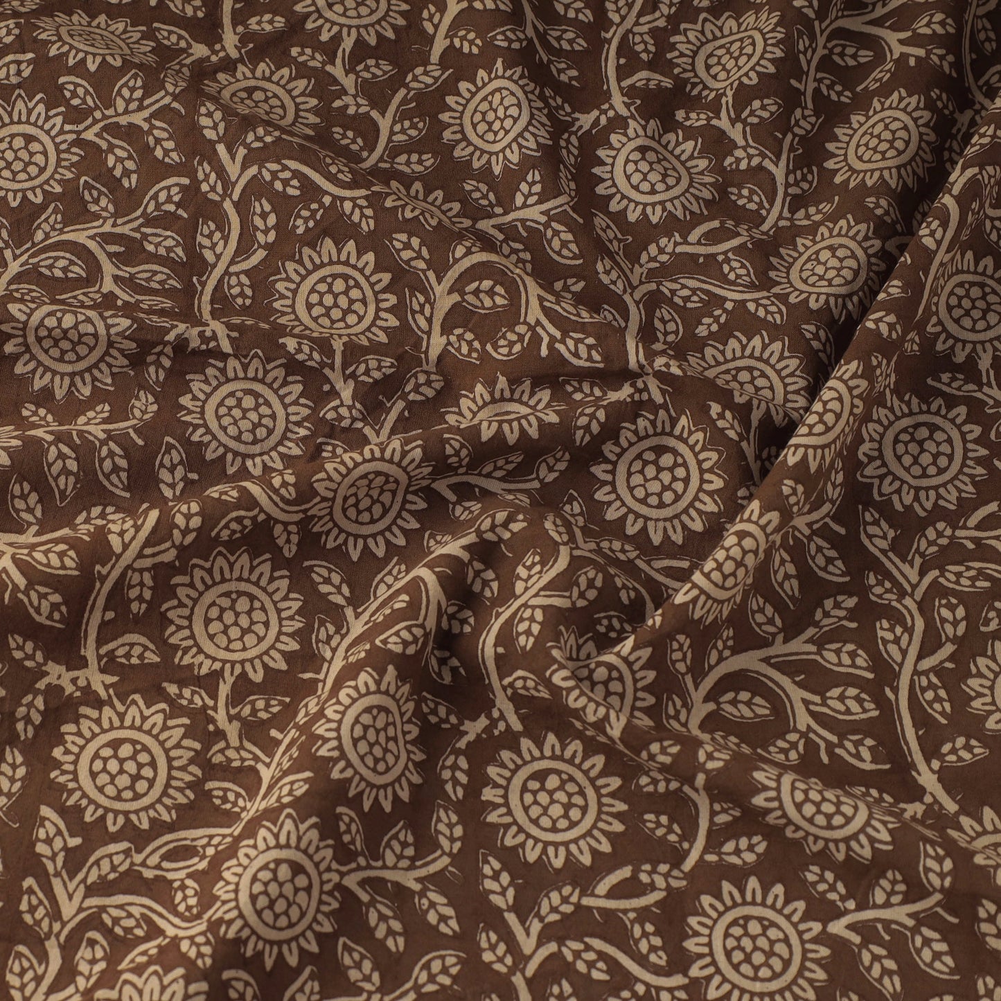 Brown Bagh Hand Block Print Natural Dyed Cotton Fabric