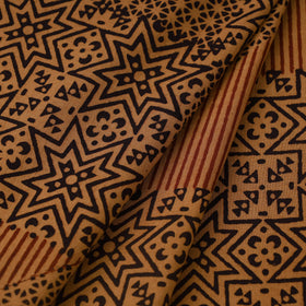 Brown - bagh hand natural dyed cotton fabric 03