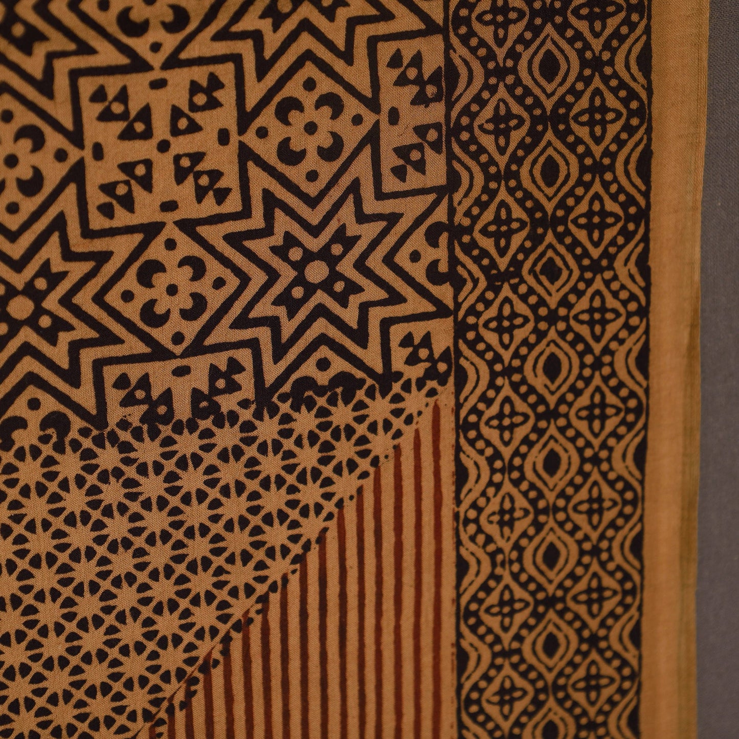 Brown - bagh hand natural dyed cotton fabric 03