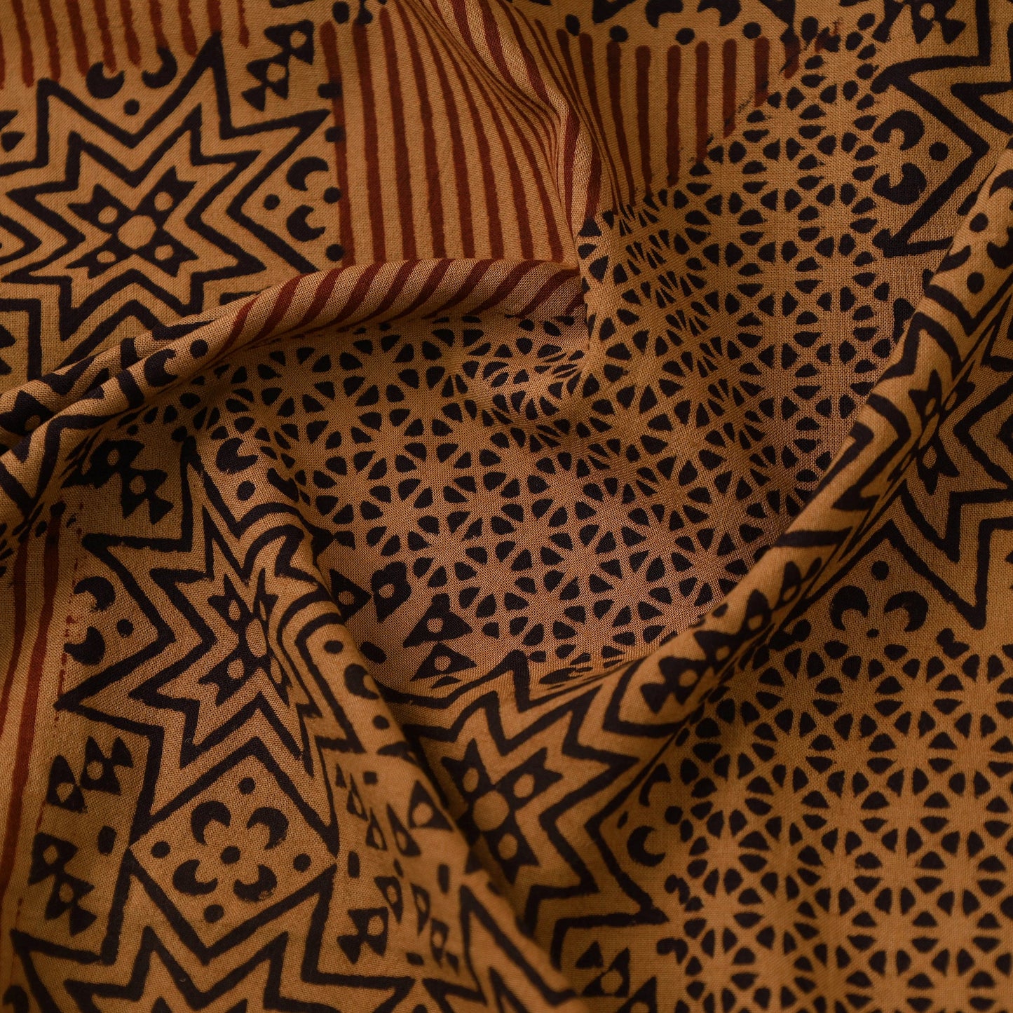 Brown - bagh hand natural dyed cotton fabric 03