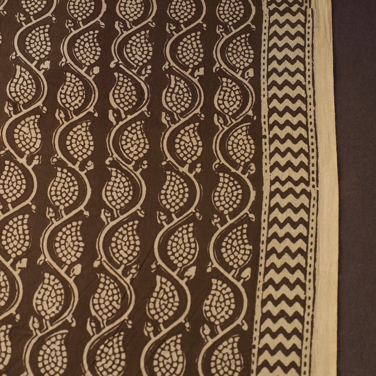 Brown Bagh Hand Block Print Natural Dyed Cotton Fabric