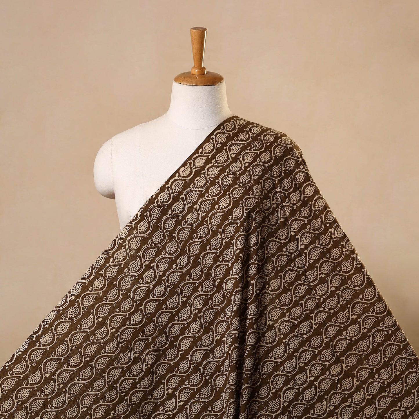 Brown Bagh Hand Block Print Natural Dyed Cotton Fabric