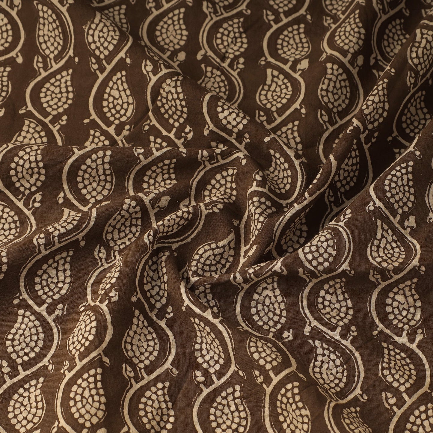 Brown Bagh Hand Block Print Natural Dyed Cotton Fabric