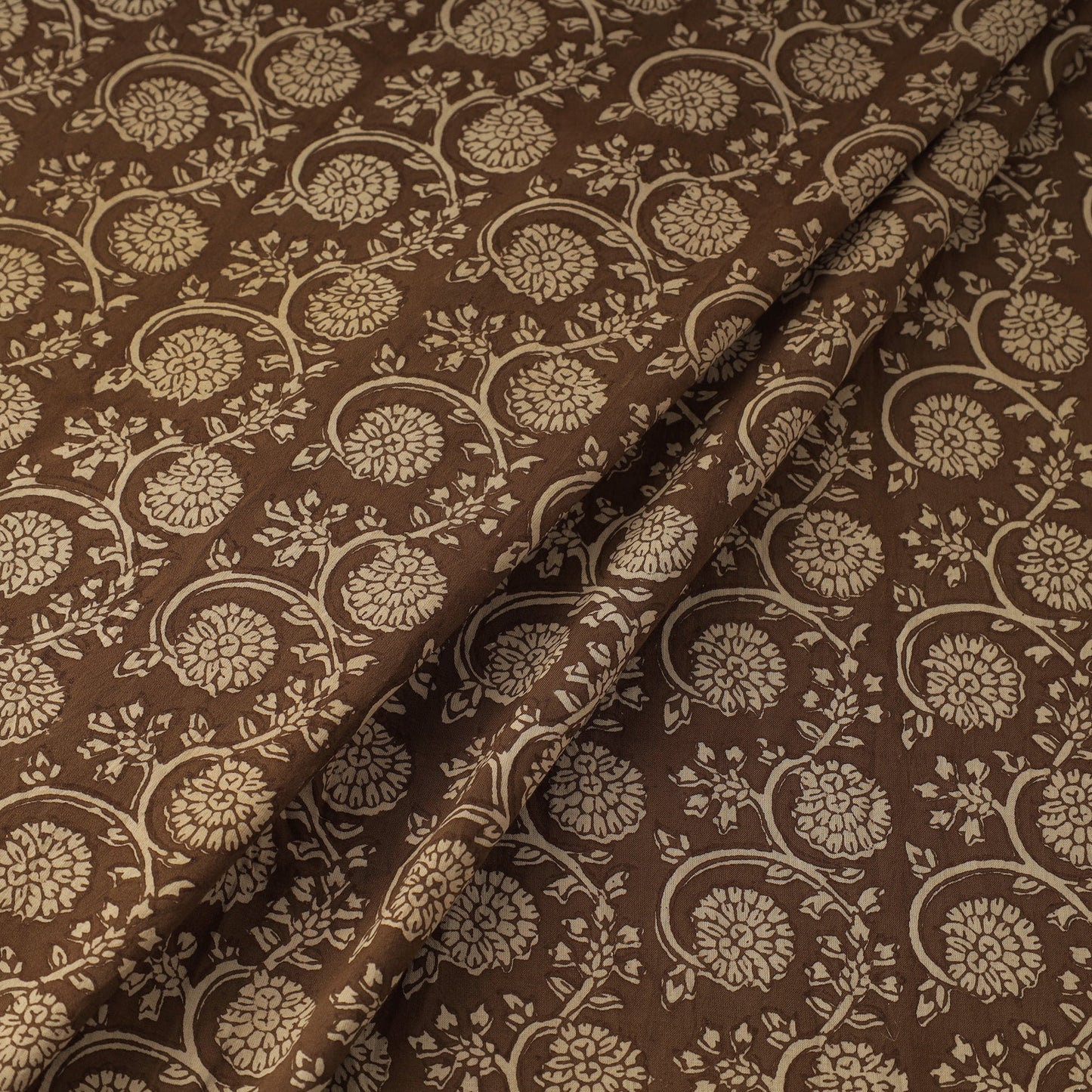 Brown Bagh Hand Block Print Natural Dyed Cotton Fabric