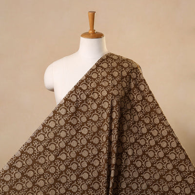 Brown Bagh Hand Block Print Natural Dyed Cotton Fabric
