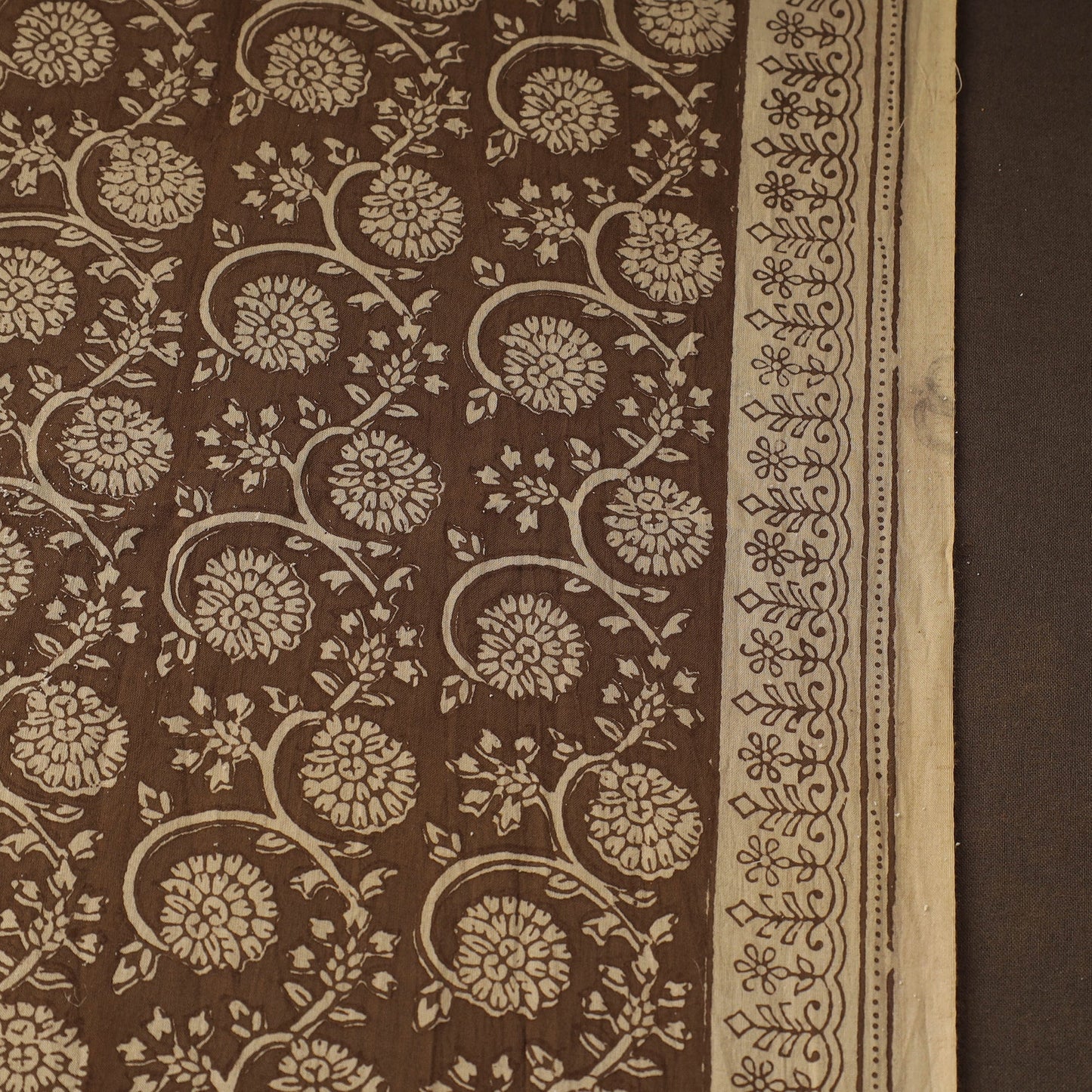 Brown Bagh Hand Block Print Natural Dyed Cotton Fabric