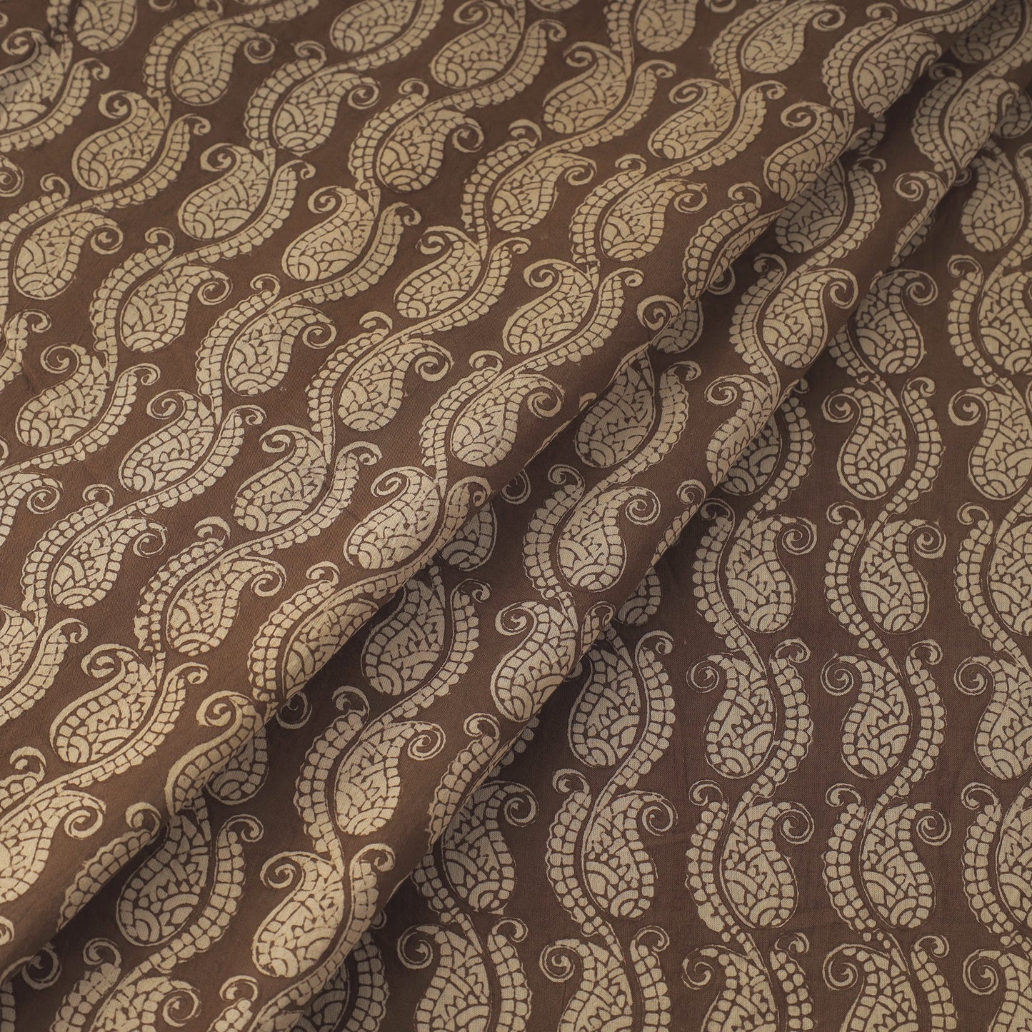 Brown - bagh hand natural dyed cotton fabric 07