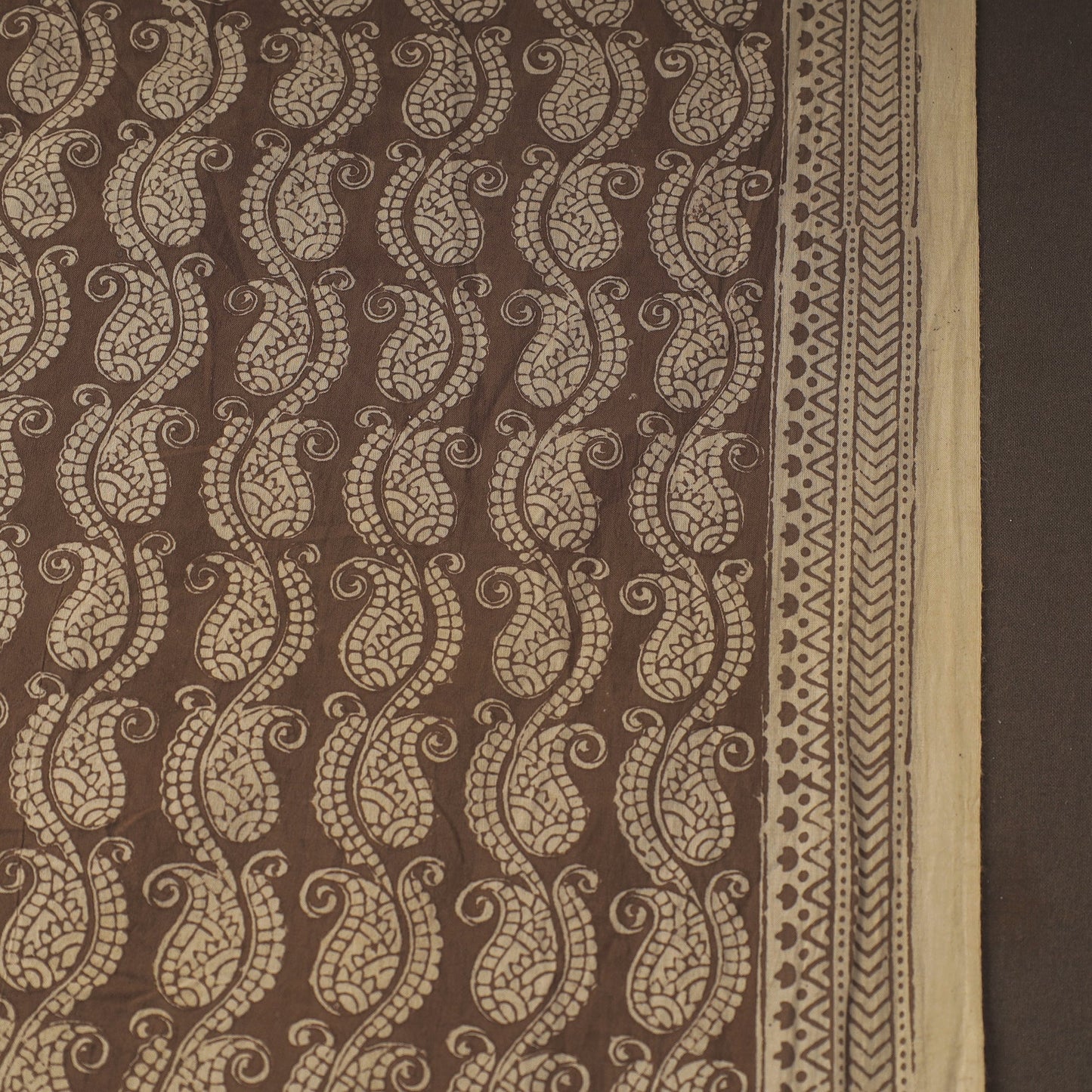 Brown - bagh hand natural dyed cotton fabric 07