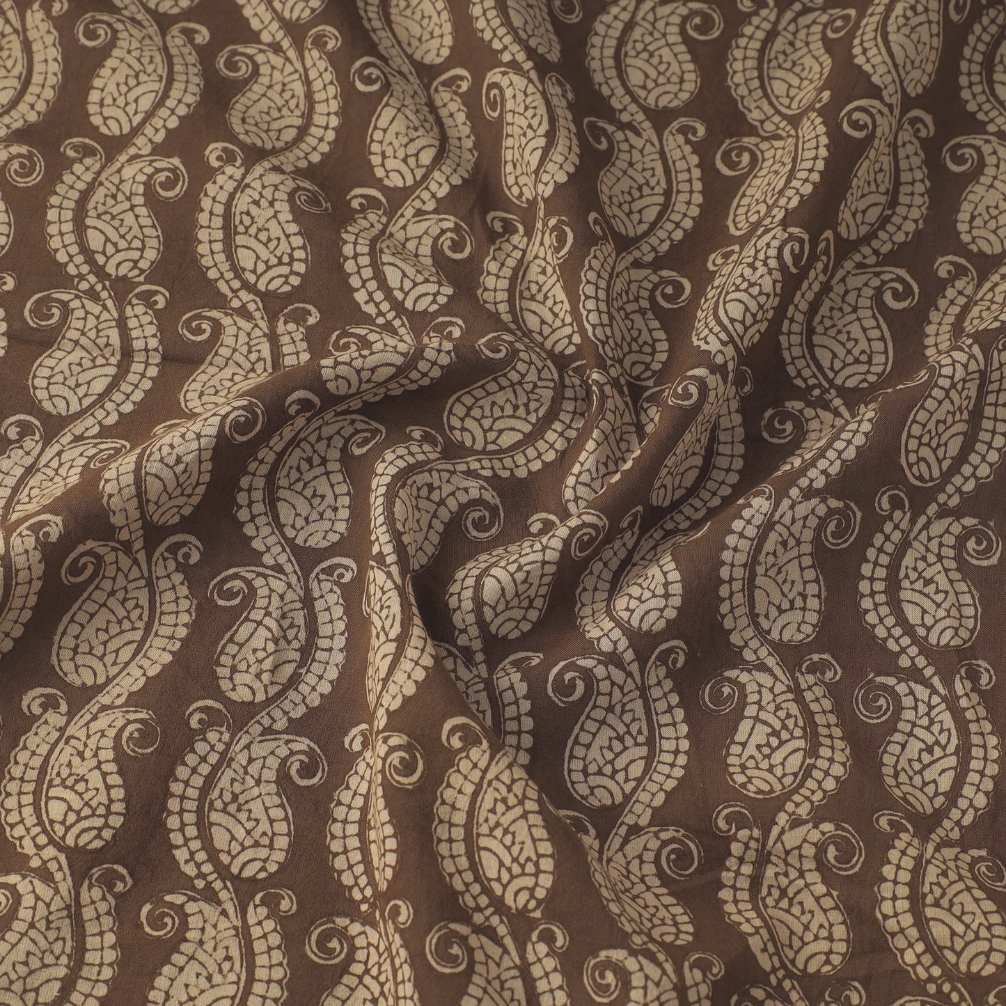 Brown - bagh hand natural dyed cotton fabric 07