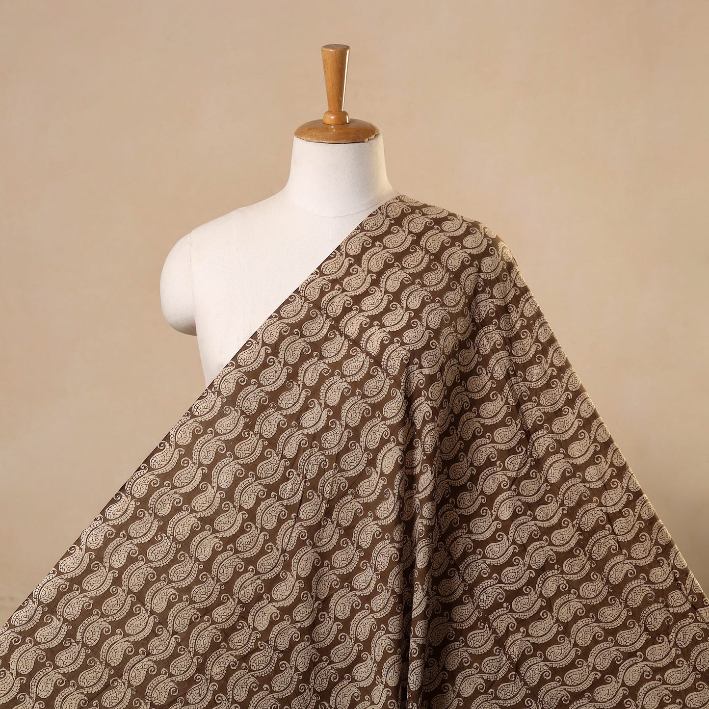 Brown - bagh hand natural dyed cotton fabric 07