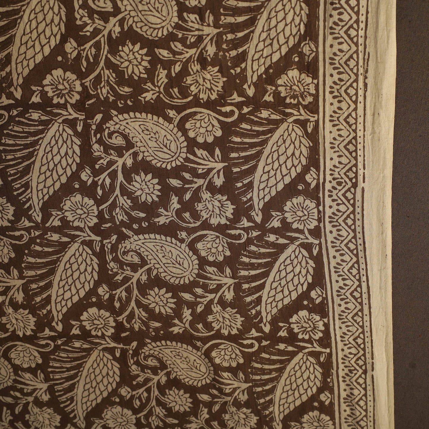 Brown Bagh Hand Block Print Natural Dyed Cotton Fabric