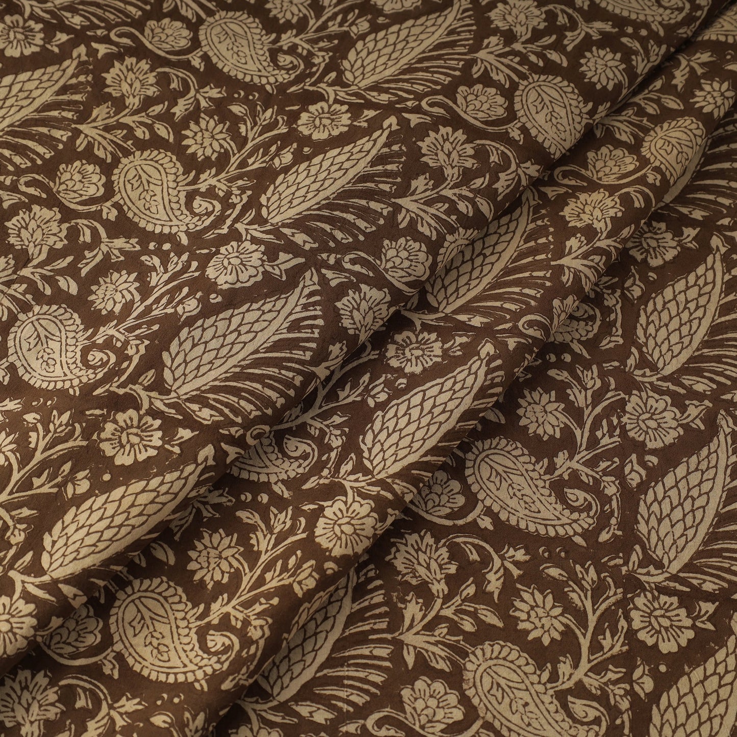 Brown Bagh Hand Block Print Natural Dyed Cotton Fabric