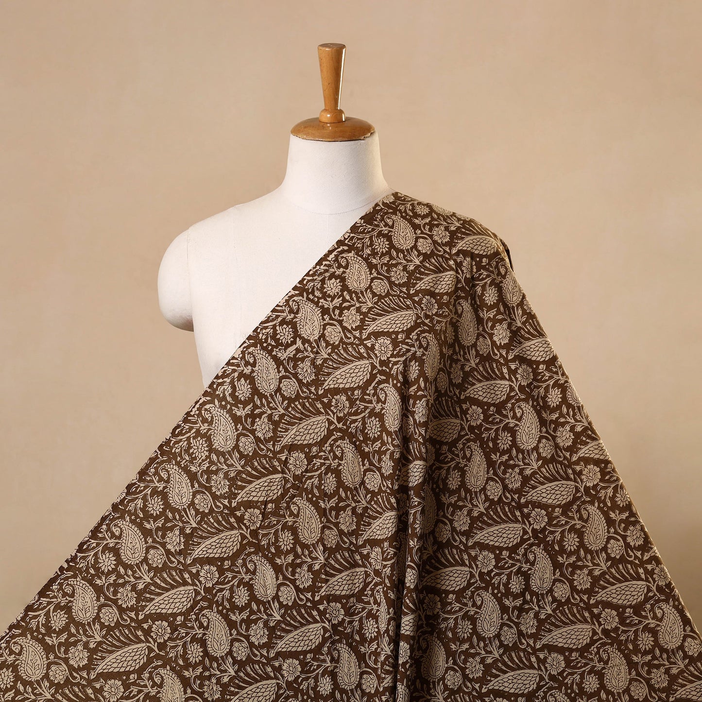 Brown Bagh Hand Block Print Natural Dyed Cotton Fabric