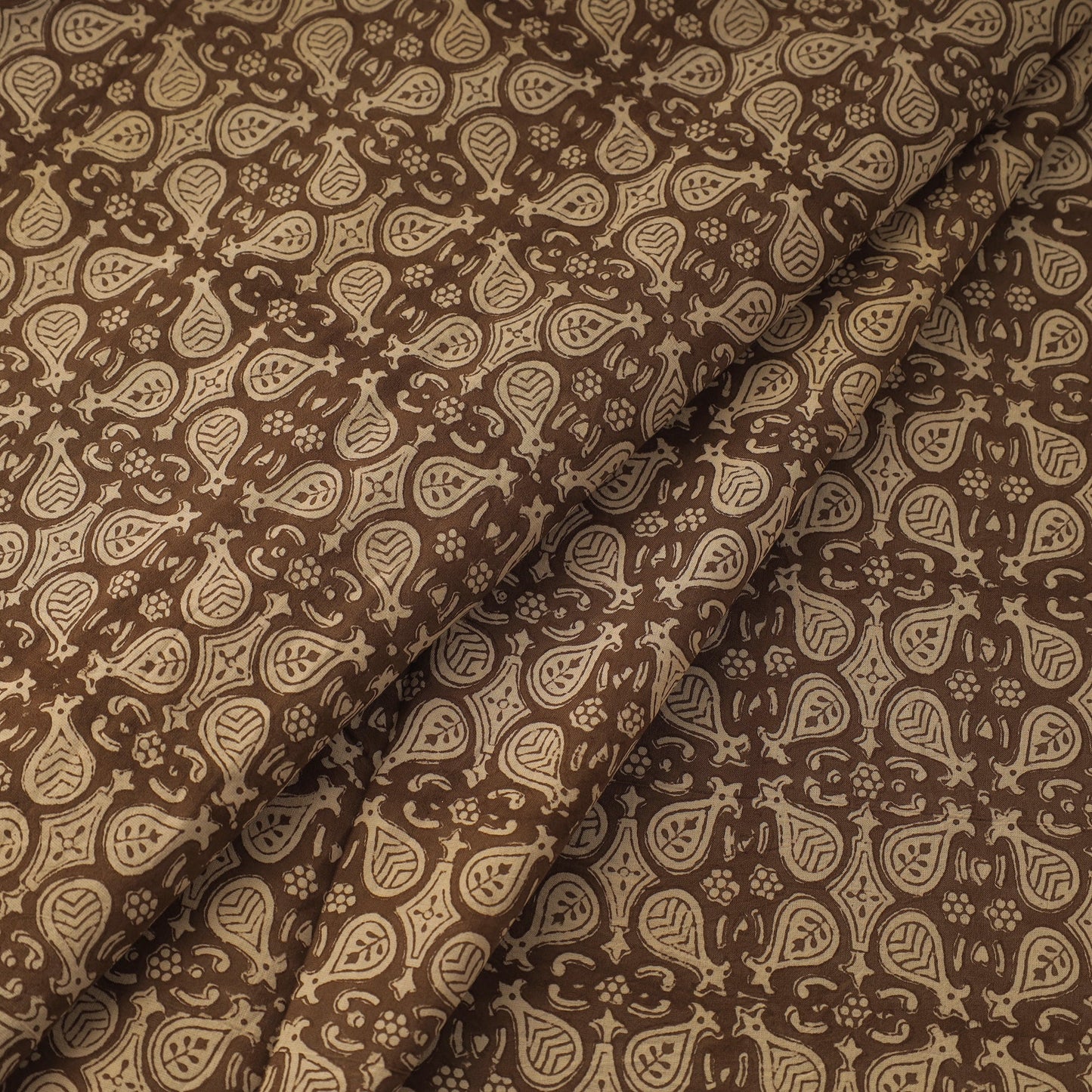 Brown Bagh Hand Block Print Natural Dyed Cotton Fabric