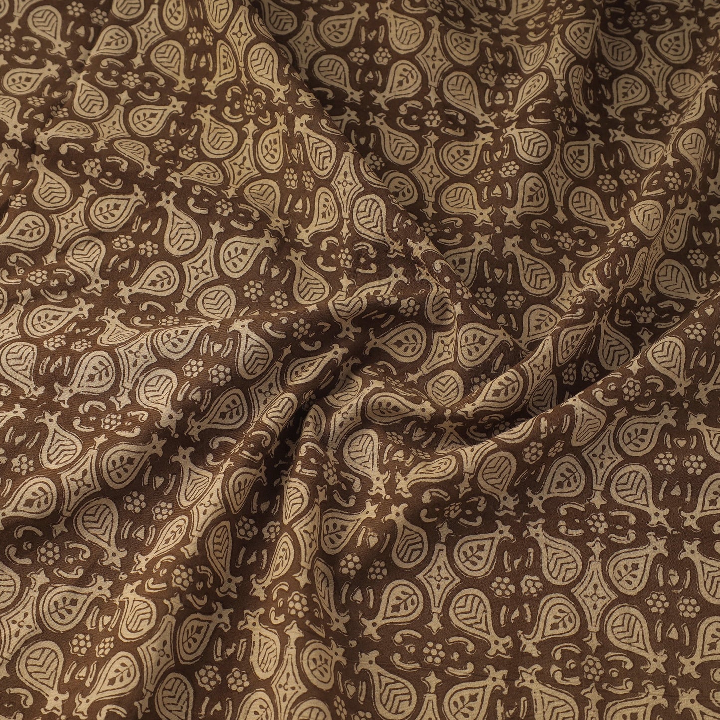 Brown Bagh Hand Block Print Natural Dyed Cotton Fabric