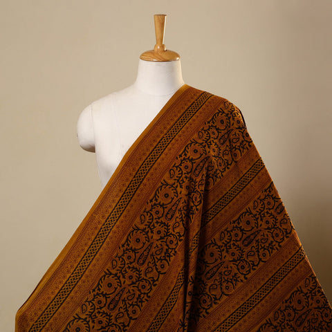 Brown Bagh Hand Block Print Natural Dyed Cotton Fabric