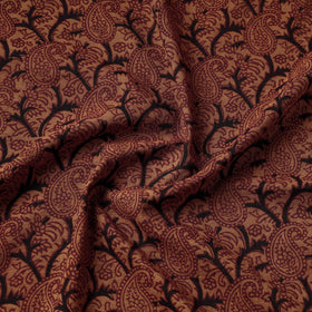Brown Bagh Hand Block Printed Chanderi Silk Handloom Fabric 