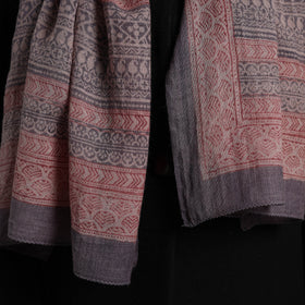 Brown - bagh hand printed merino woollen stole 36