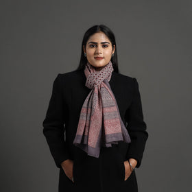 Brown - bagh hand printed merino woollen stole 36