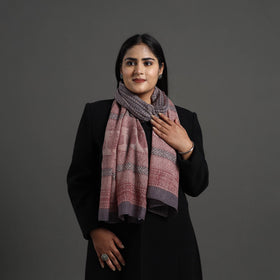 Brown - bagh hand printed merino woollen stole 38