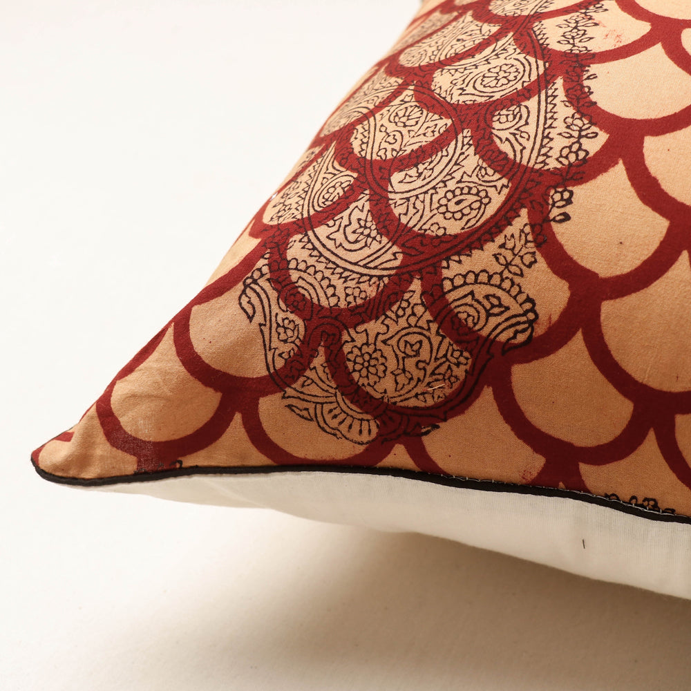 Brown Bagh Hand Block Printed Pure Cotton Cushion Cover 