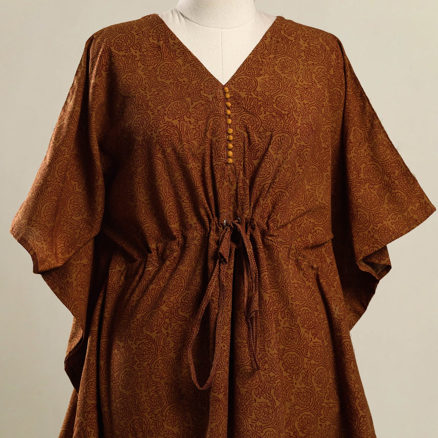Brown - bagh mosaic fusion cotton kaftan (short) 12