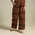 Brown Bagh Block Print Natural Dyed Cotton Palazzo