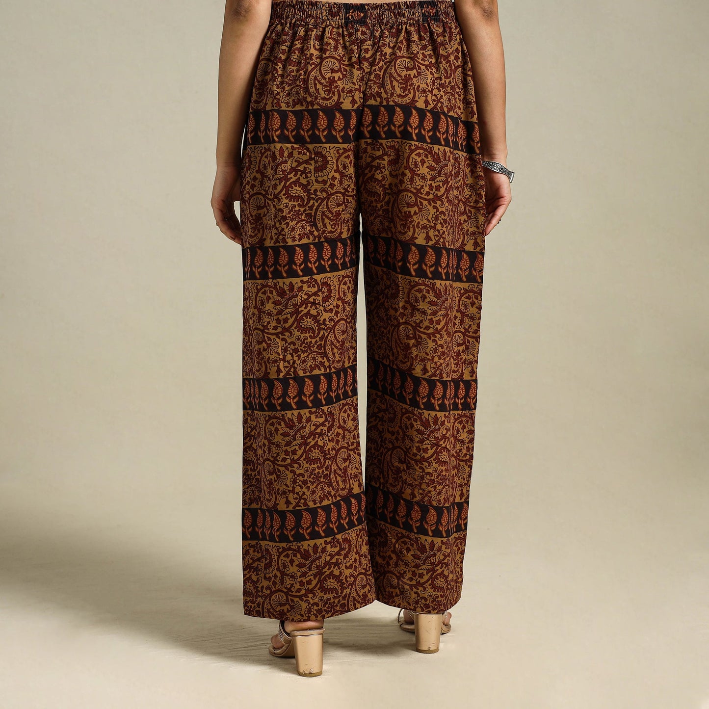 Brown Bagh Block Print Natural Dyed Cotton Palazzo