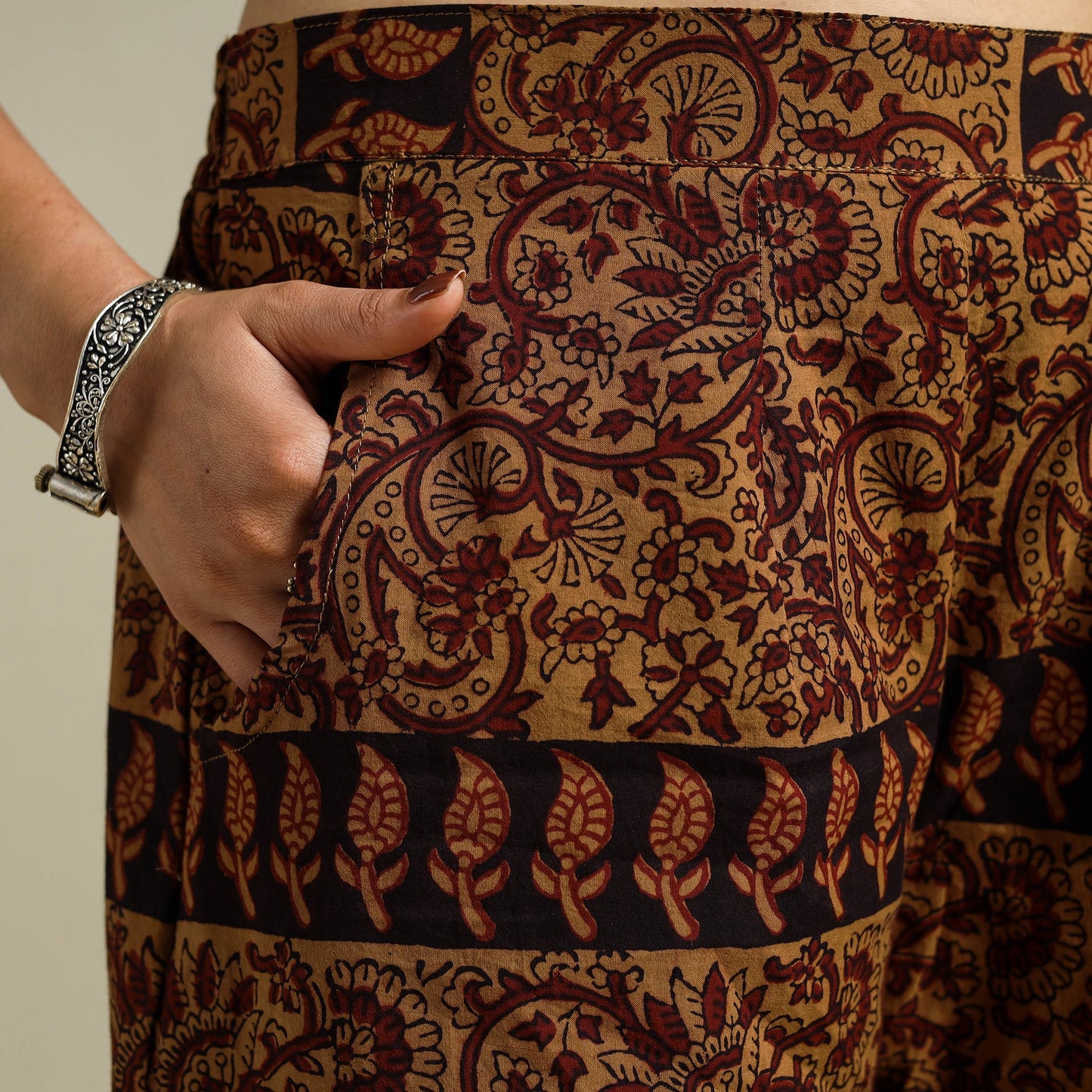 Brown Bagh Block Print Natural Dyed Cotton Palazzo
