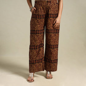 Brown Bagh Block Print Natural Dyed Cotton Palazzo