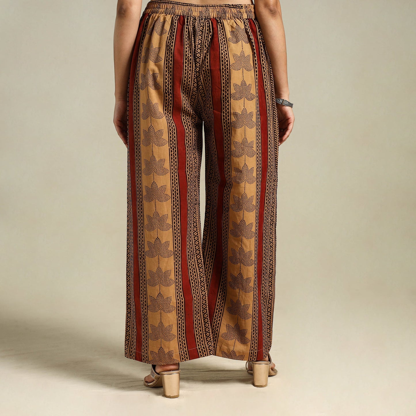 Brown Bagh Block Print Natural Dyed Cotton Palazzo