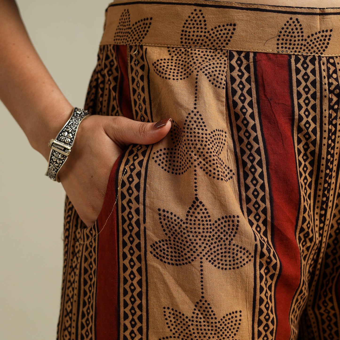 Brown Bagh Block Print Natural Dyed Cotton Palazzo