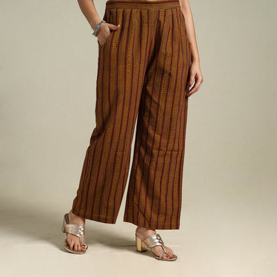 Brown Bagh Block Print Natural Dyed Cotton Palazzo