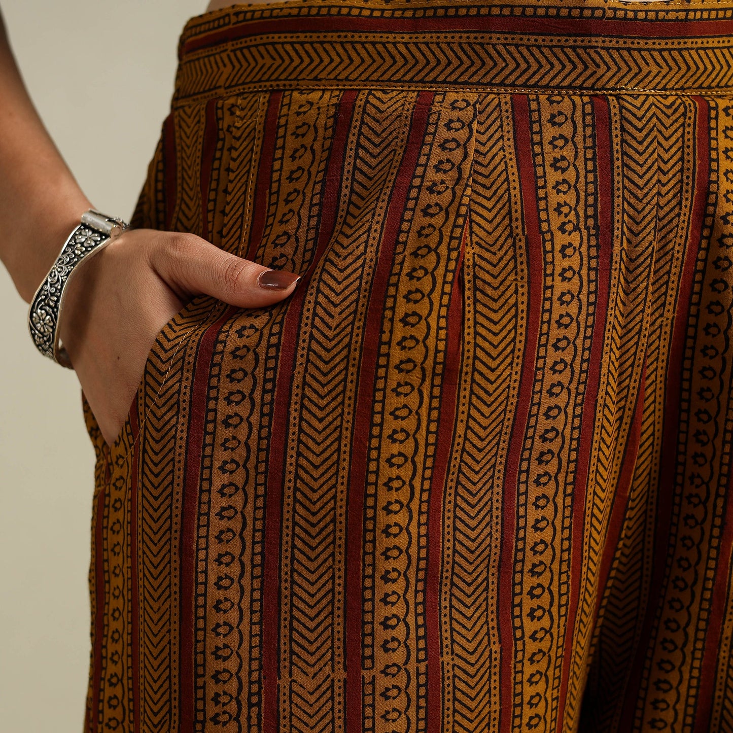 Brown Bagh Block Print Natural Dyed Cotton Palazzo