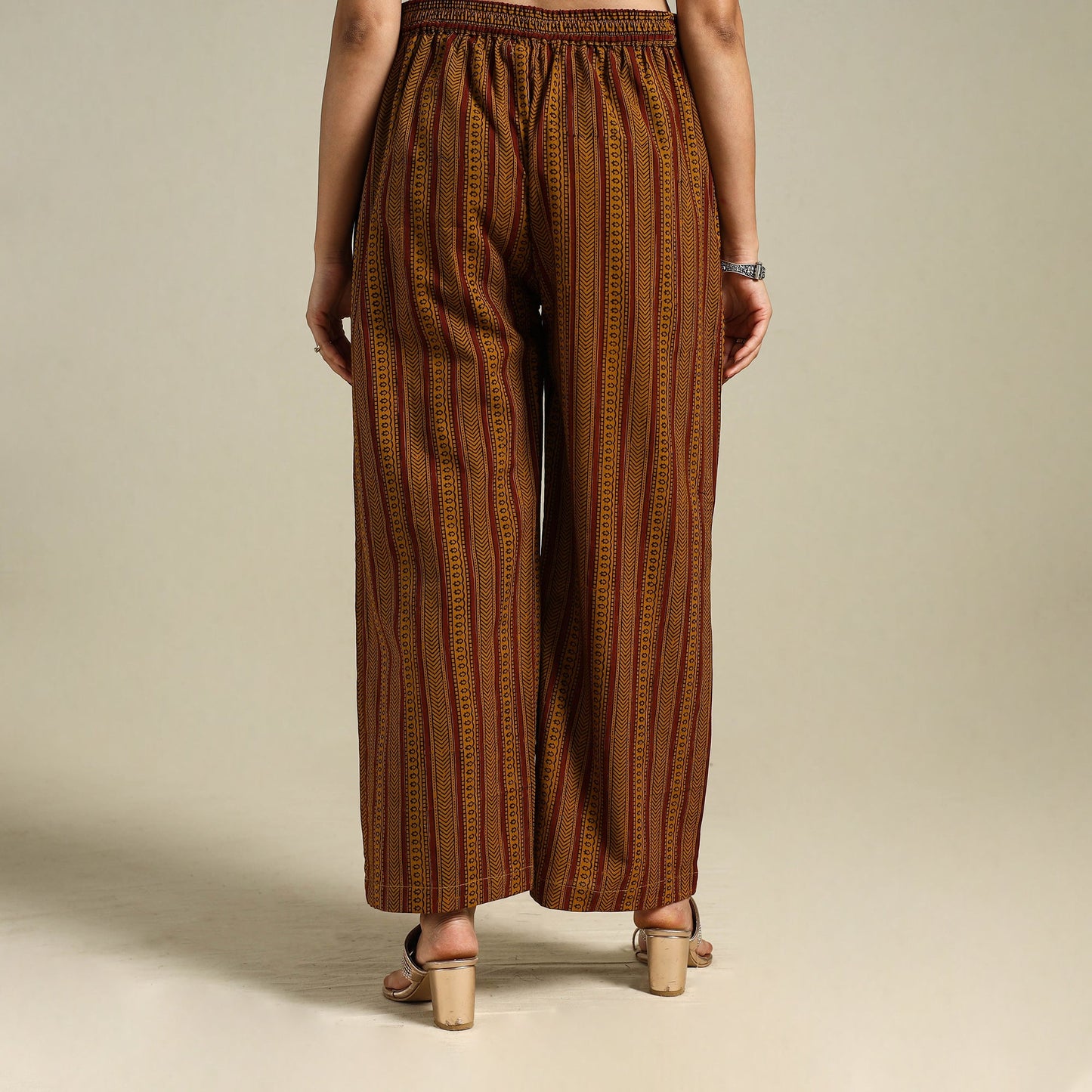 Brown Bagh Block Print Natural Dyed Cotton Palazzo