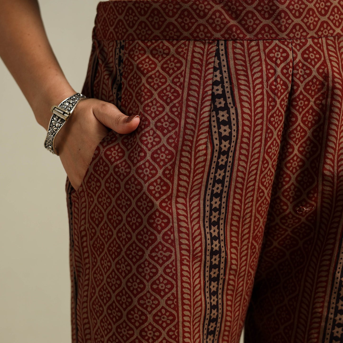 Brown Bagh Block Print Natural Dyed Cotton Palazzo