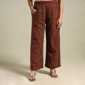 Brown Bagh Block Print Natural Dyed Cotton Palazzo