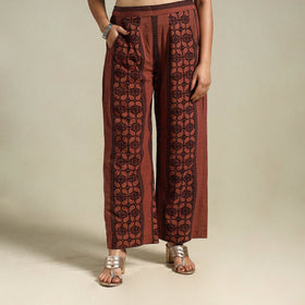Brown Bagh Block Print Natural Dyed Cotton Palazzo
