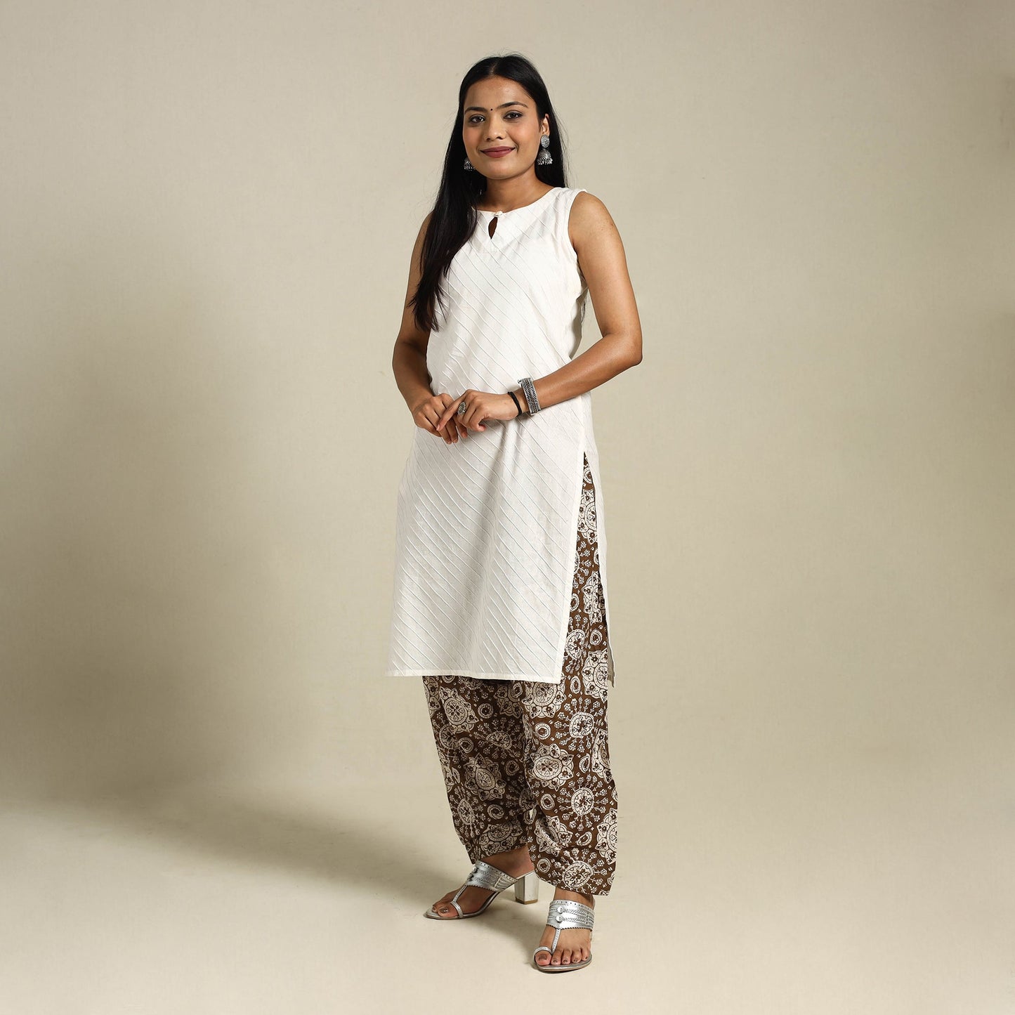 Brown Bagh Block Print Natural Dyed Cotton Salwar