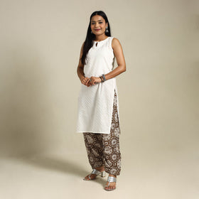 Brown Bagh Block Print Natural Dyed Cotton Salwar