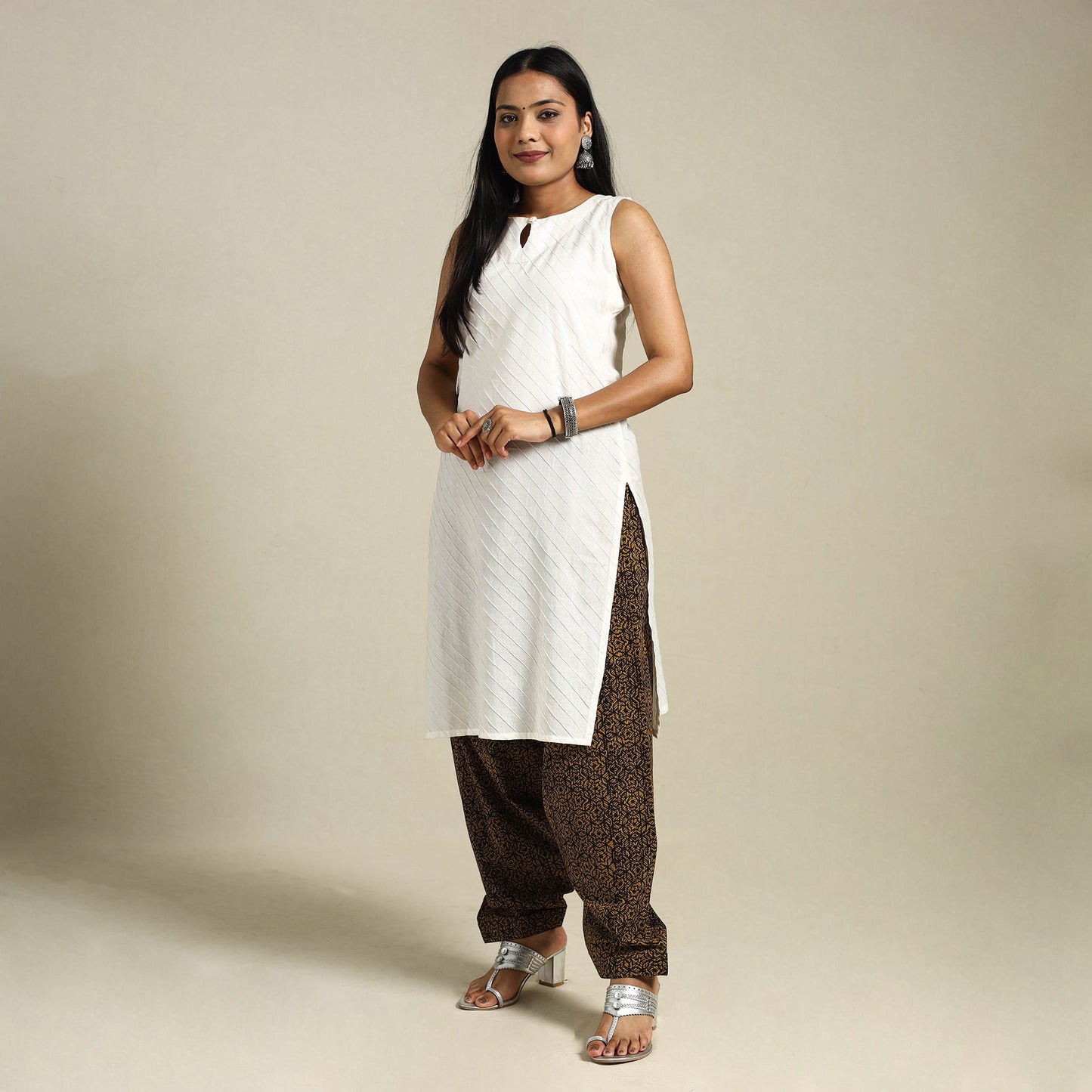 Brown Bagh Block Print Natural Dyed Cotton Salwar