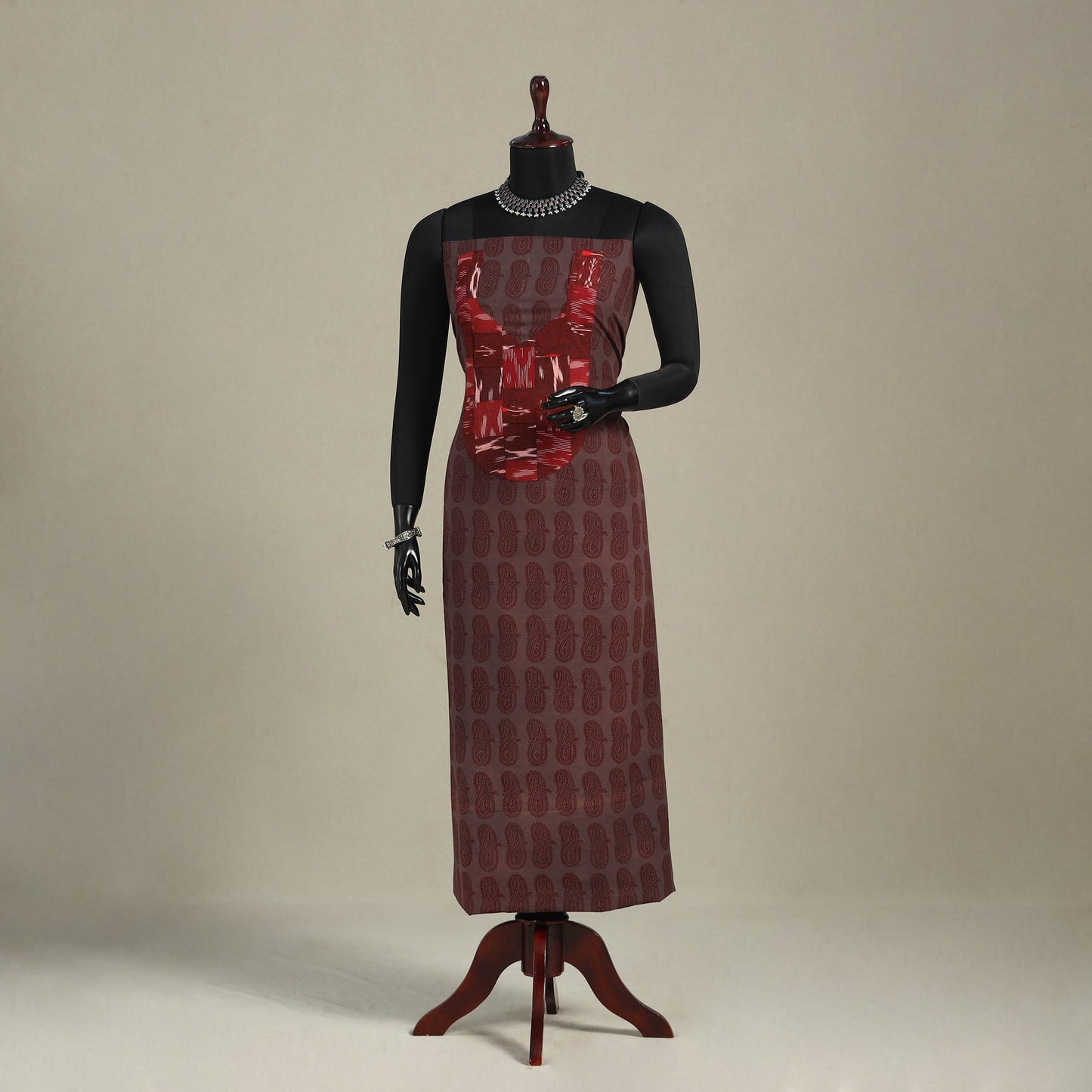 Brown - bagh patchwork cotton unstitched kurta material